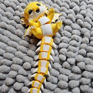 New 3D Printed Yellow and White Dragon  Figure Moveable
